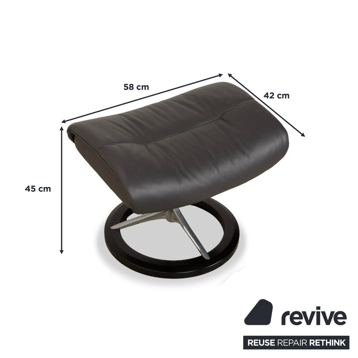 Stressless Sunrise Leder Sessel Grau Anthrazit inkl. Hocker