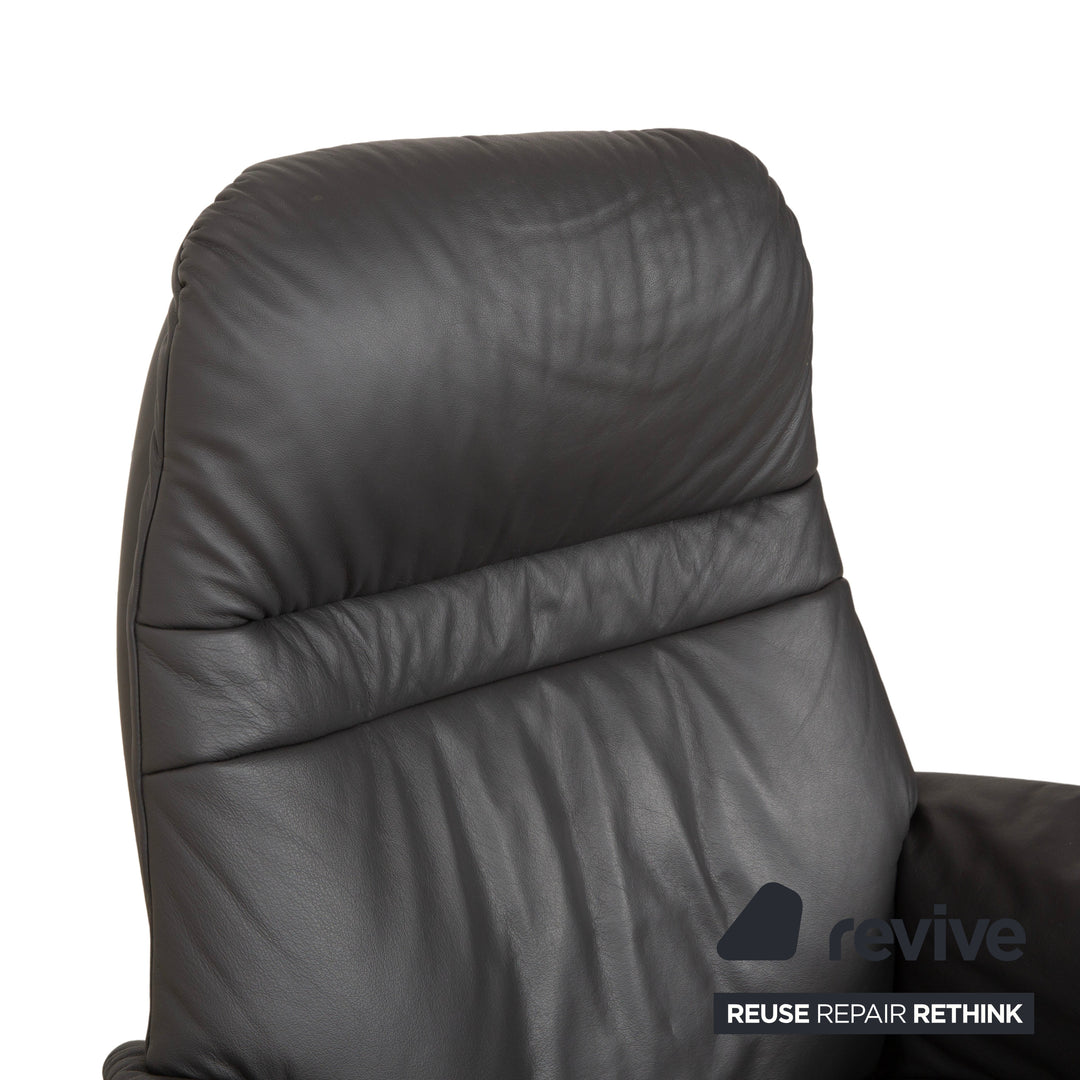 Stressless Sunrise Leder Sessel Grau Anthrazit inkl. Hocker