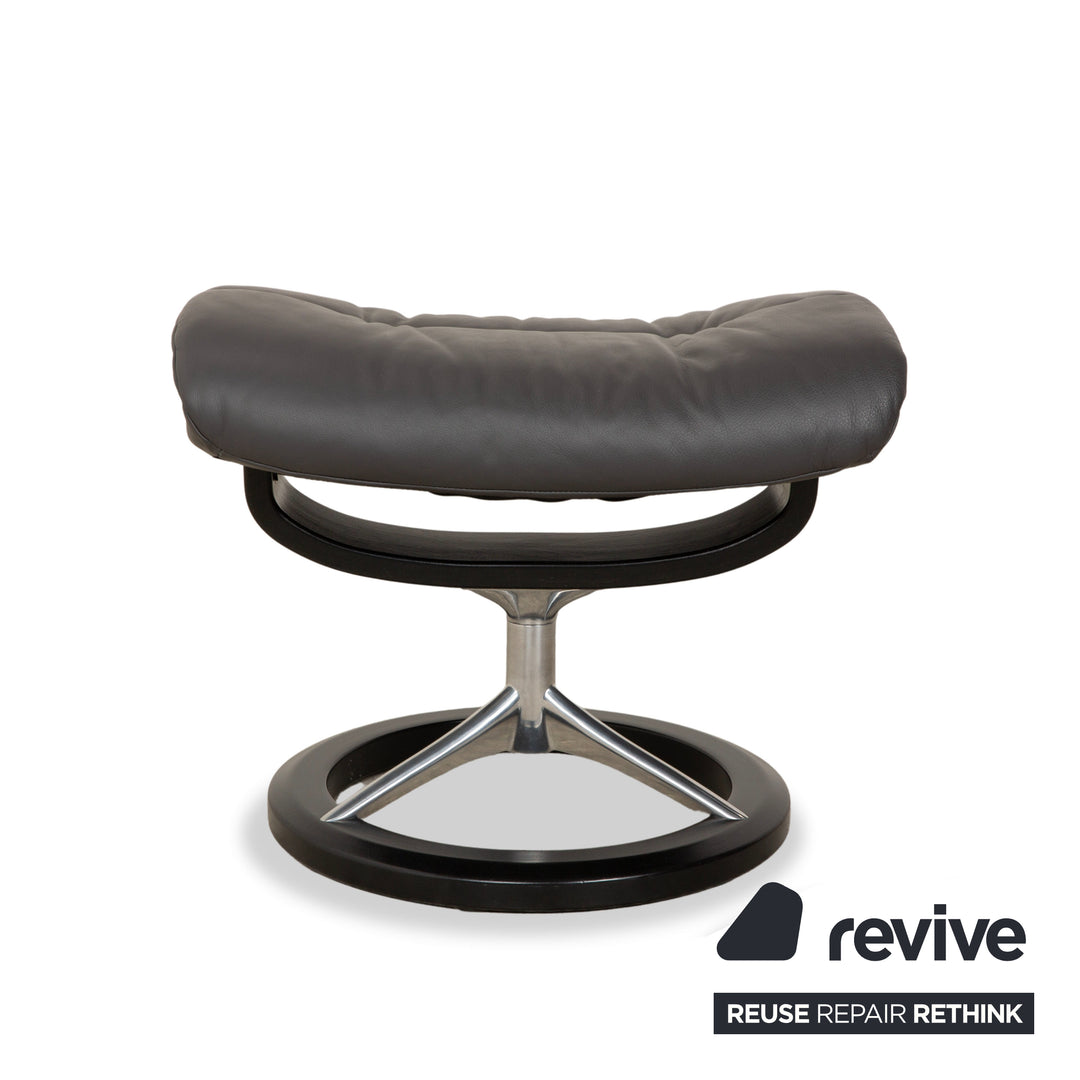 Stressless Sunrise Leder Sessel Grau Anthrazit inkl. Hocker