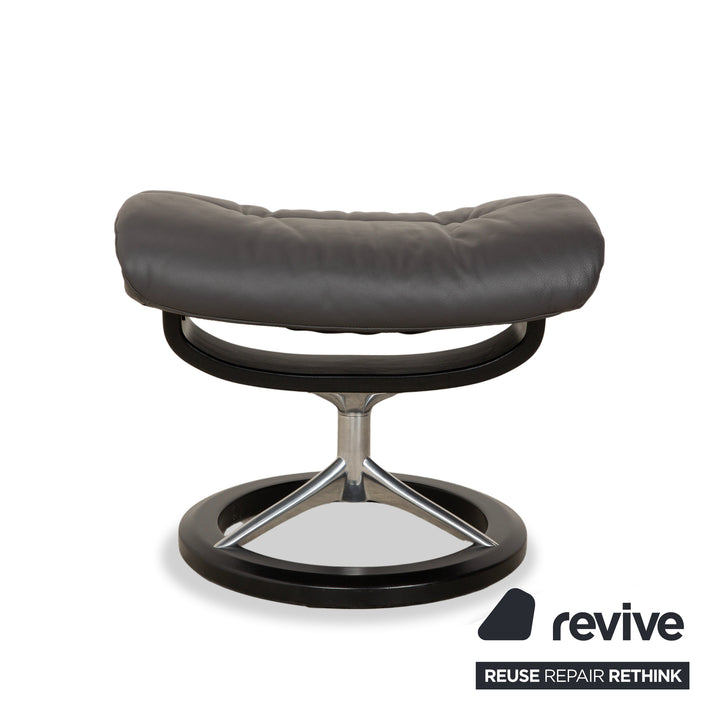 Stressless Sunrise Leder Sessel Grau Anthrazit inkl. Hocker