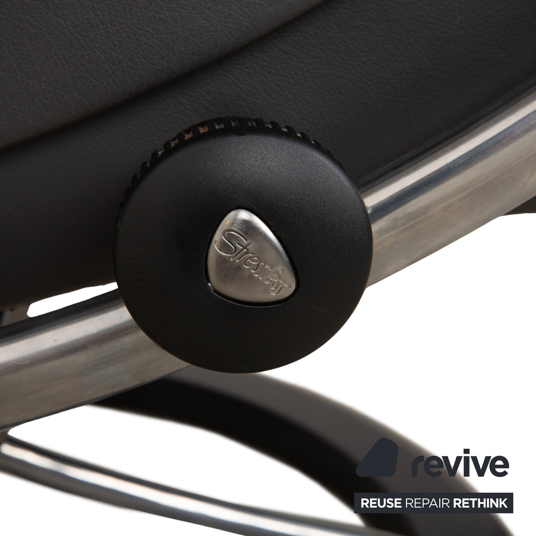 Stressless Sunrise Leder Sessel Grau Anthrazit inkl. Hocker