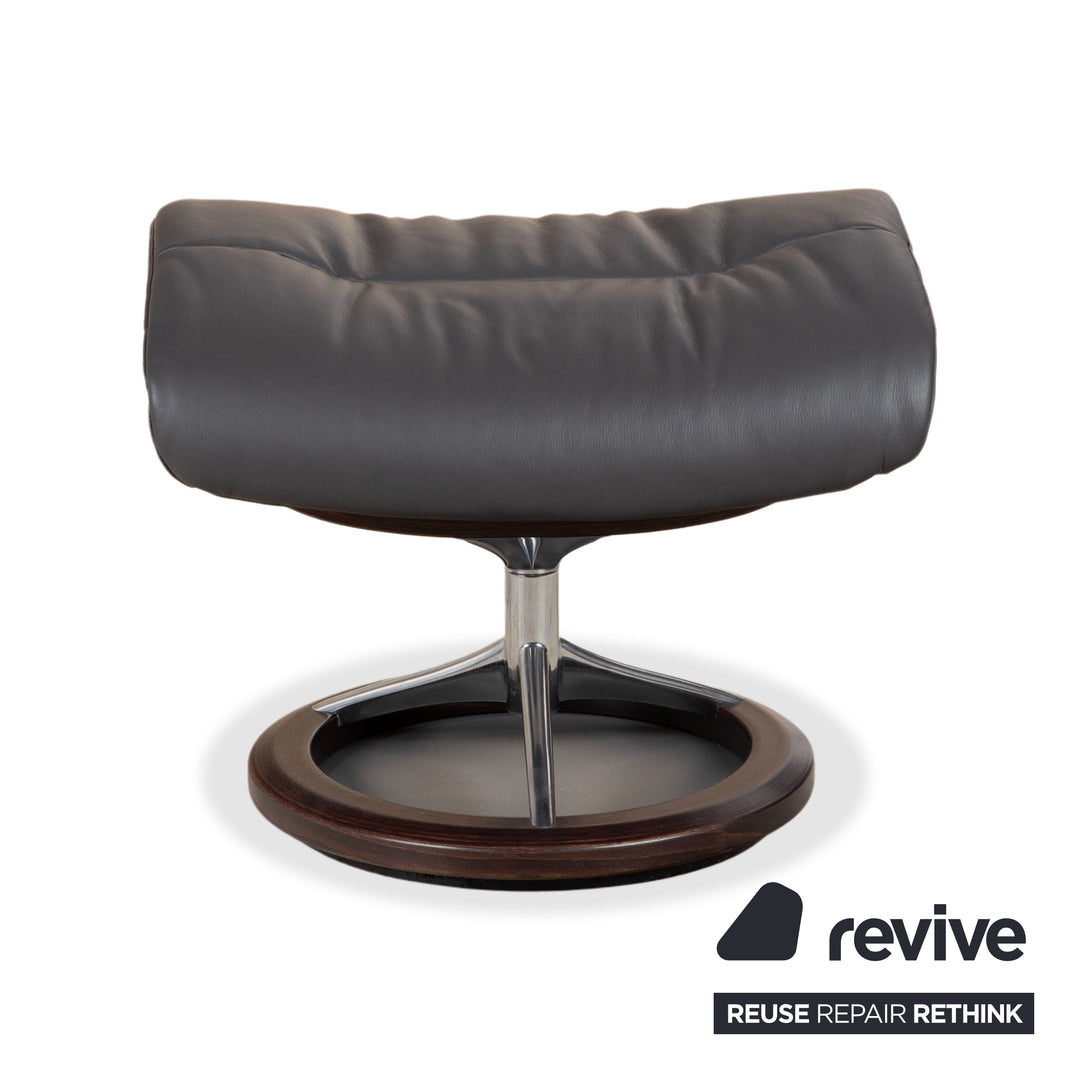 Stressless Sunrise Leder Sessel Grau Anthrazit manuelle Funktion Relax- und Wippfunktion inkl. Hocker