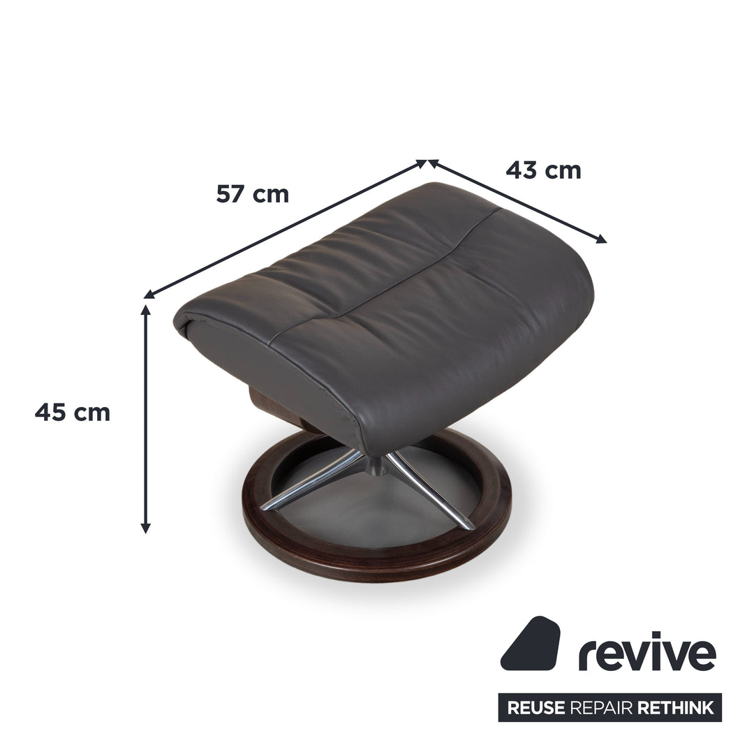 Stressless Sunrise Leder Sessel Grau Anthrazit manuelle Funktion Relax- und Wippfunktion inkl. Hocker