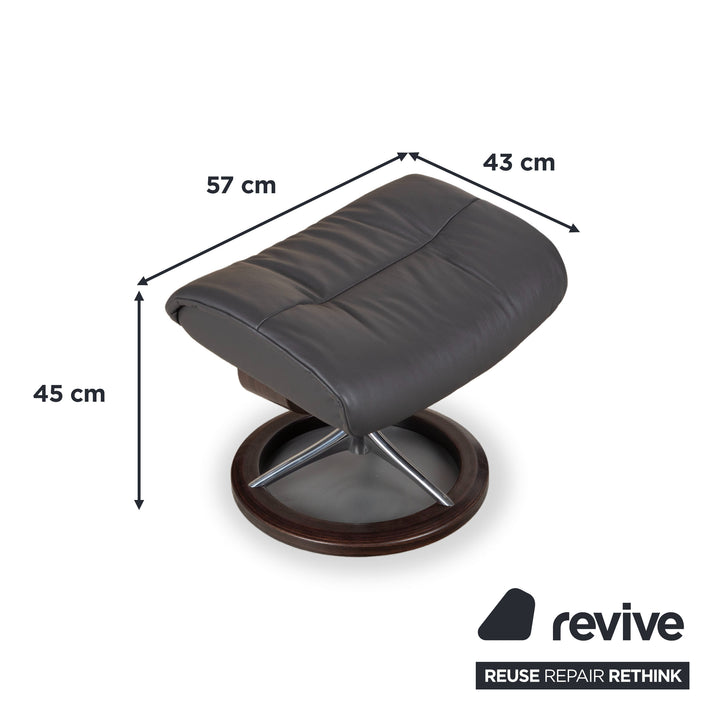 Stressless Sunrise Leder Sessel Grau Anthrazit manuelle Funktion Relax- und Wippfunktion inkl. Hocker