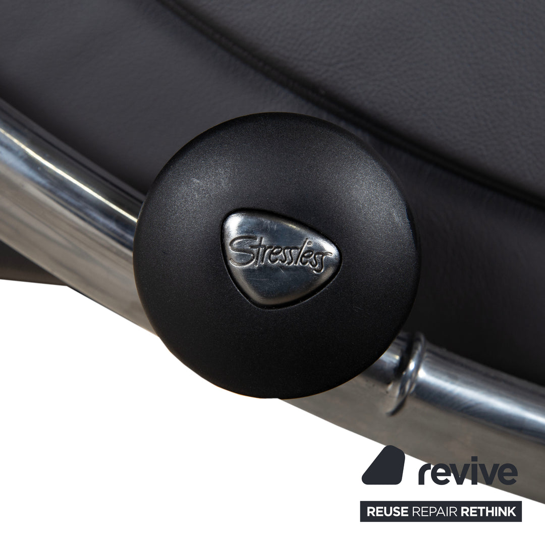 Stressless Sunrise Leder Sessel Grau Anthrazit manuelle Funktion Relax- und Wippfunktion inkl. Hocker