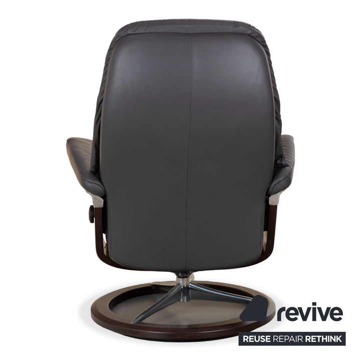 Stressless Sunrise Leder Sessel Grau Anthrazit manuelle Funktion Relax- und Wippfunktion inkl. Hocker