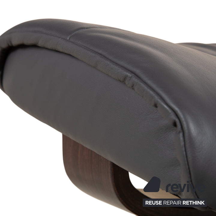 Stressless Sunrise Leder Sessel Grau Anthrazit manuelle Funktion Relax- und Wippfunktion inkl. Hocker