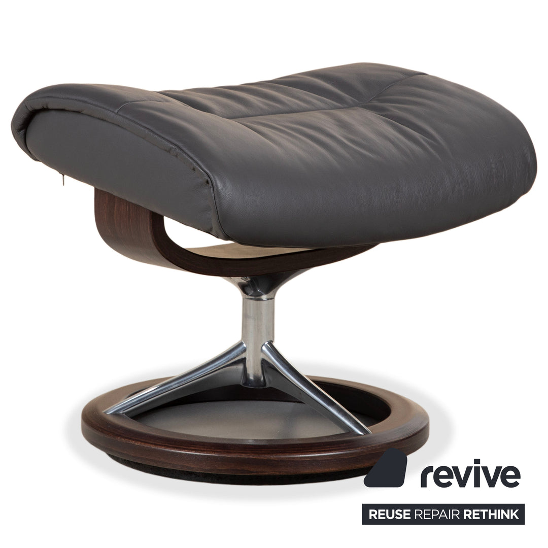 Stressless Sunrise Leder Sessel Grau Anthrazit manuelle Funktion Relax- und Wippfunktion inkl. Hocker