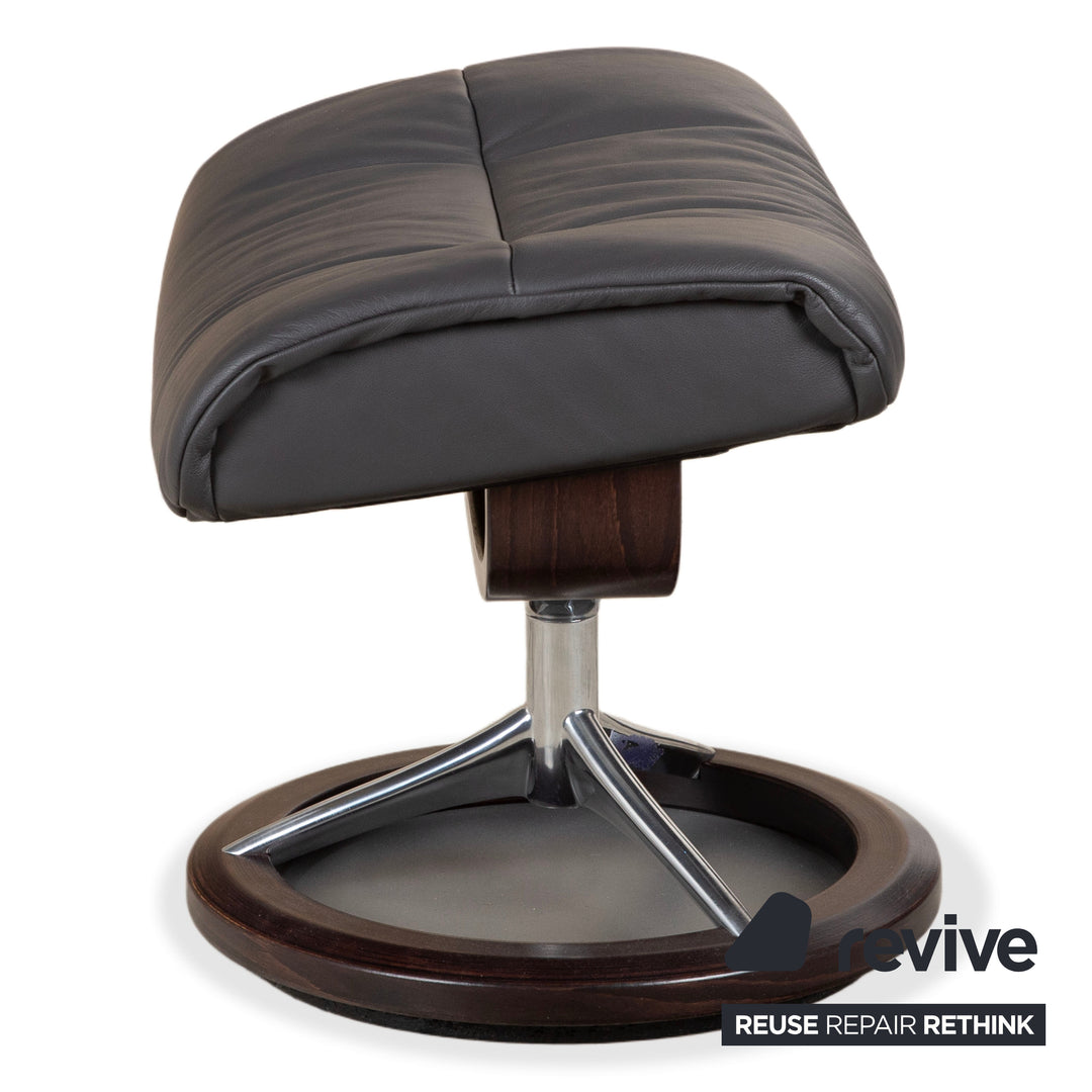 Stressless Sunrise Leder Sessel Grau Anthrazit manuelle Funktion Relax- und Wippfunktion inkl. Hocker