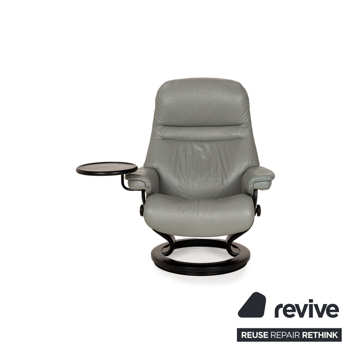 Stressless Sunrise Leather Armchair Grey incl. Stool