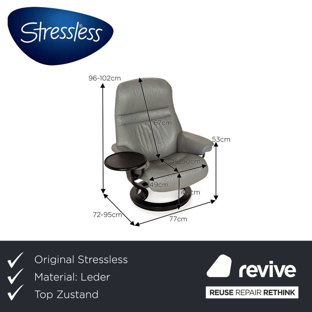 Stressless Sunrise Leather Armchair Grey incl. Stool