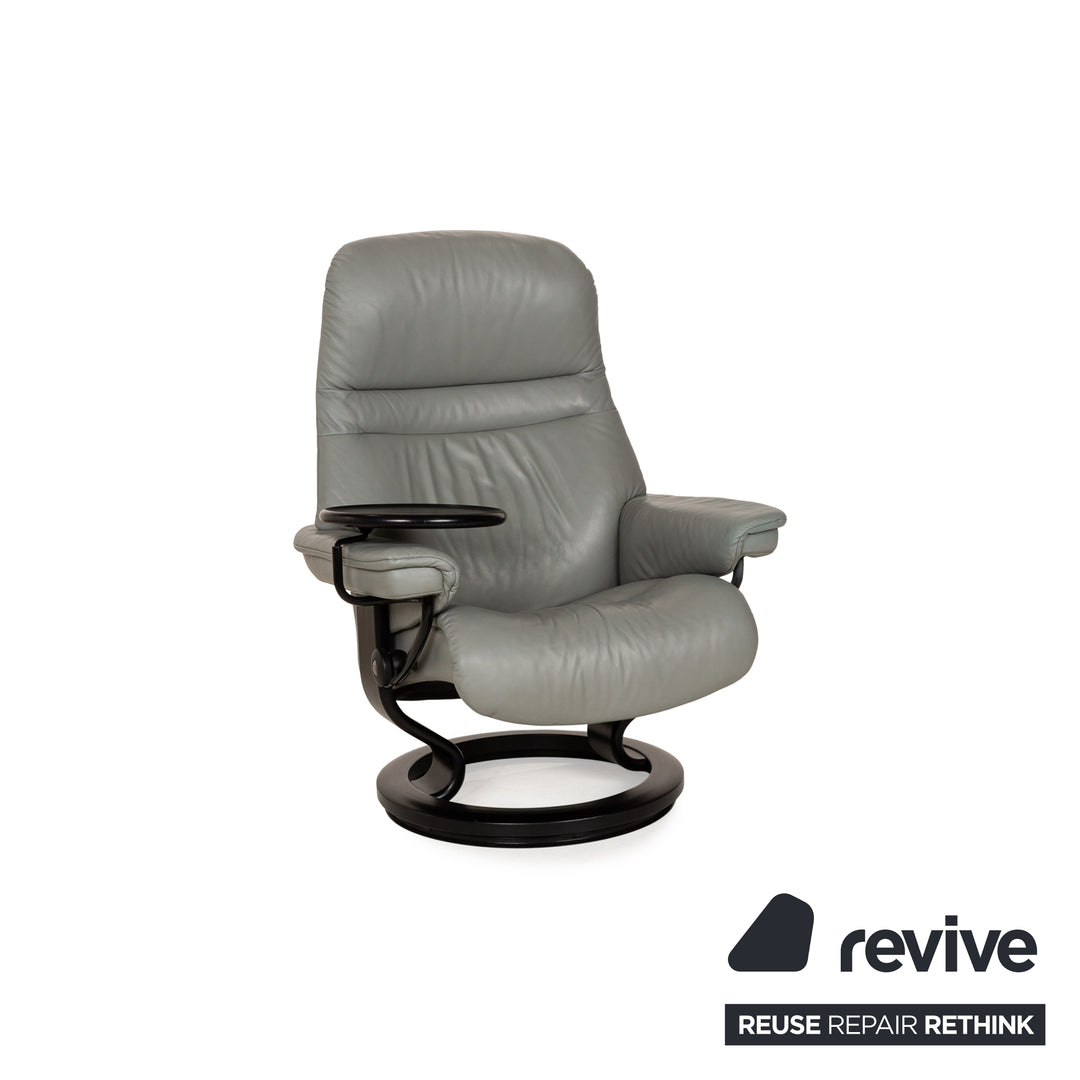 Stressless Sunrise Leather Armchair Grey incl. Stool