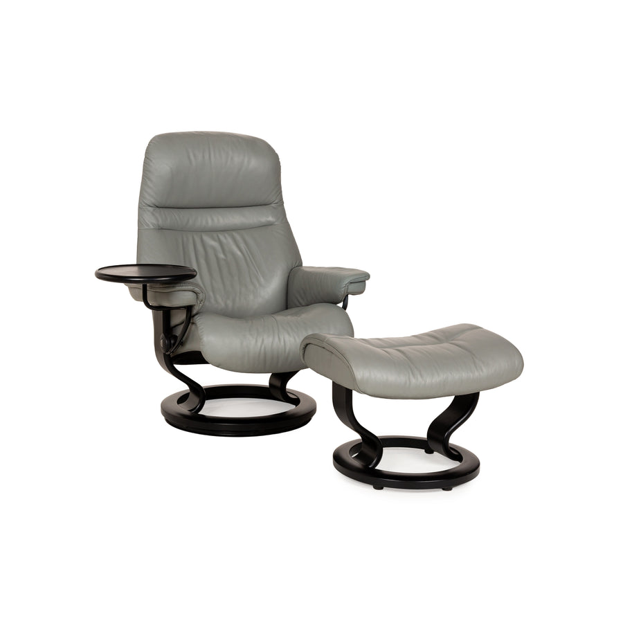 Stressless Sunrise Leather Armchair Grey incl. Stool