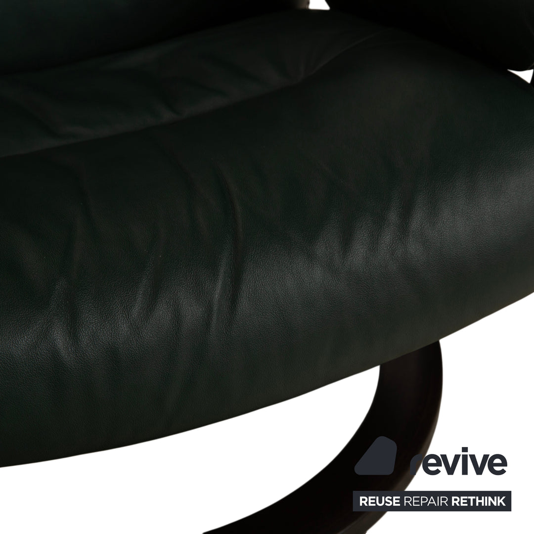 Stressless Sunrise Leder Sessel Grün Tanne manuelle Funktion Relaxfunktion inkl. Hocker