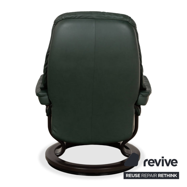 Stressless Sunrise Leder Sessel Grün Tanne manuelle Funktion Relaxfunktion inkl. Hocker
