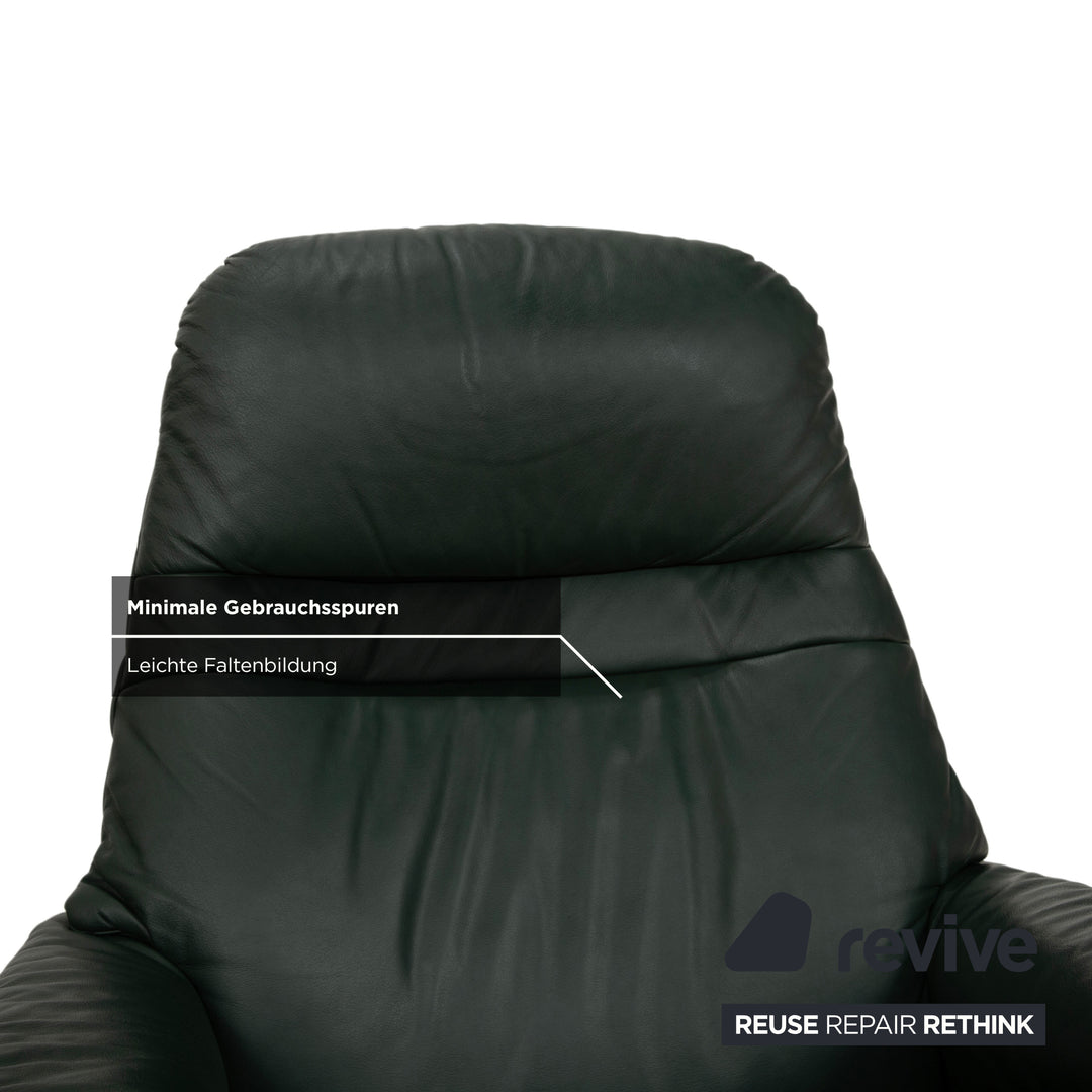 Stressless Sunrise Leder Sessel Grün Tanne manuelle Funktion Relaxfunktion inkl. Hocker