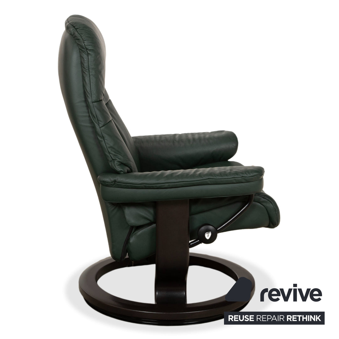 Stressless Sunrise Leder Sessel Grün Tanne manuelle Funktion Relaxfunktion inkl. Hocker