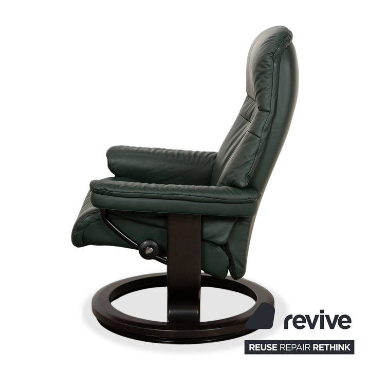 Stressless Sunrise Leder Sessel Grün Tanne manuelle Funktion Relaxfunktion inkl. Hocker