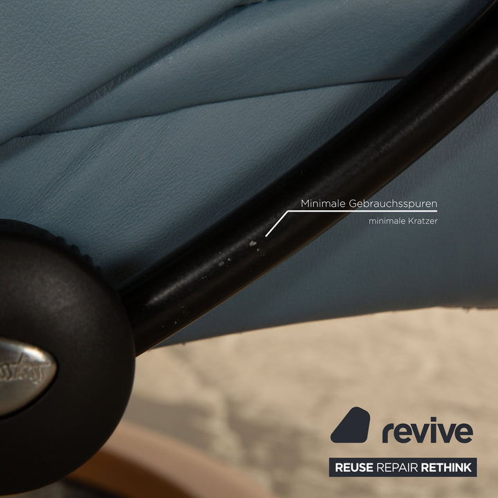 Stressless View Leder Sessel Blau Hellblau manuelle Funktion inkl. Hocker Relaxfunktion Größe L