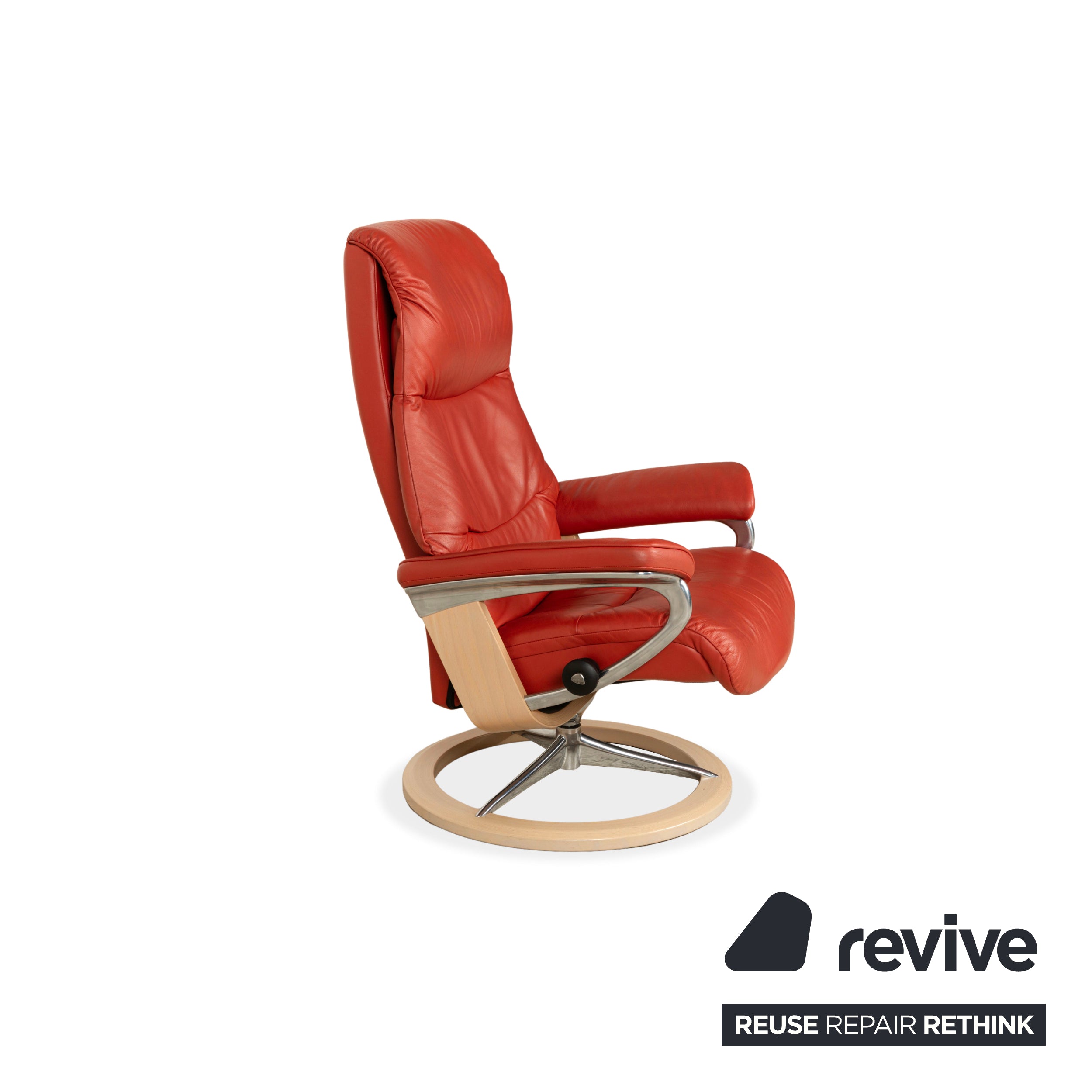 Stressless View Leder Sessel Rot Orange manuelle Funktion inkl. Hocker Relaxfunktion