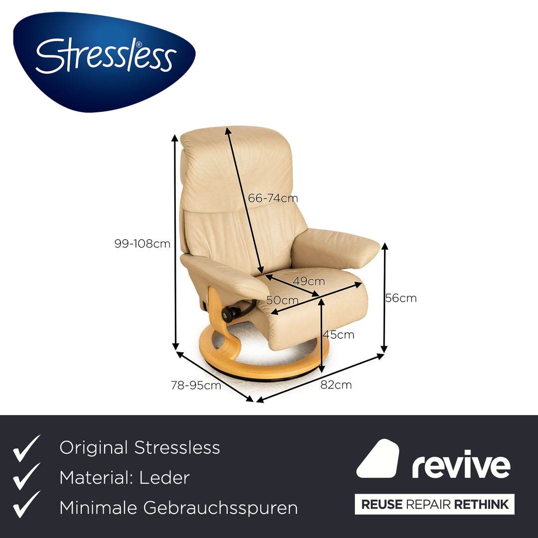 Stressless Vision Leder Sessel Beige inkl. Hocker manuelle Funktion