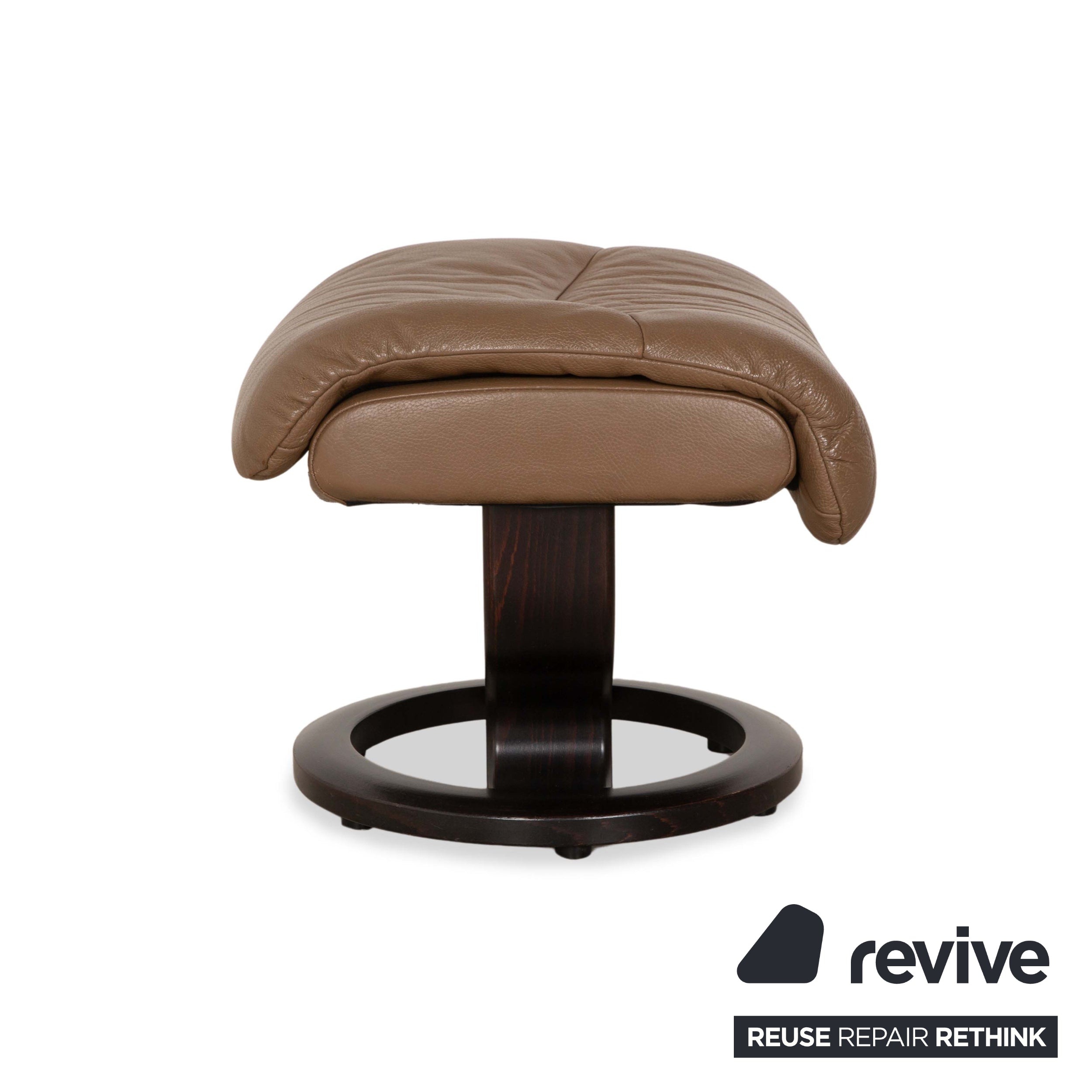 Fauteuil en cuir Stressless Voyager marron beige avec tabouret fonction manuelle