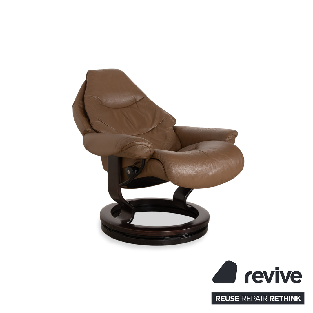 Stressless Voyager Leder Sessel Braun Beige inkl. Hocker manuelle Funktion