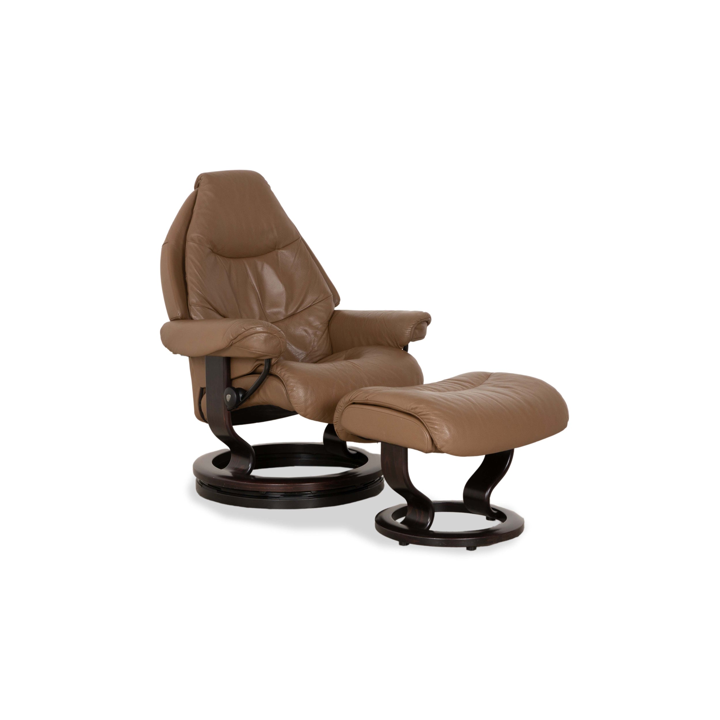 Fauteuil en cuir Stressless Voyager marron beige avec tabouret fonction manuelle