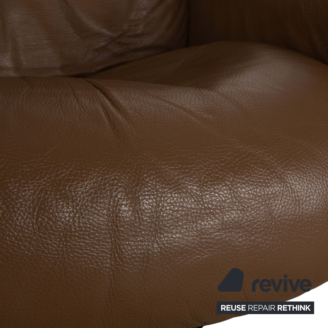 Fauteuil en cuir Stressless Voyager marron beige avec tabouret fonction manuelle