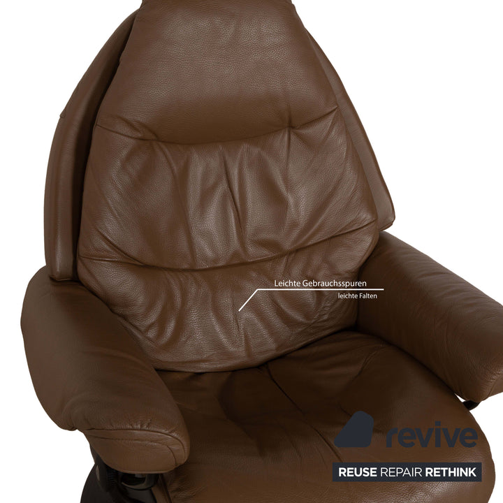 Stressless Voyager Leder Sessel Braun Beige inkl. Hocker manuelle Funktion