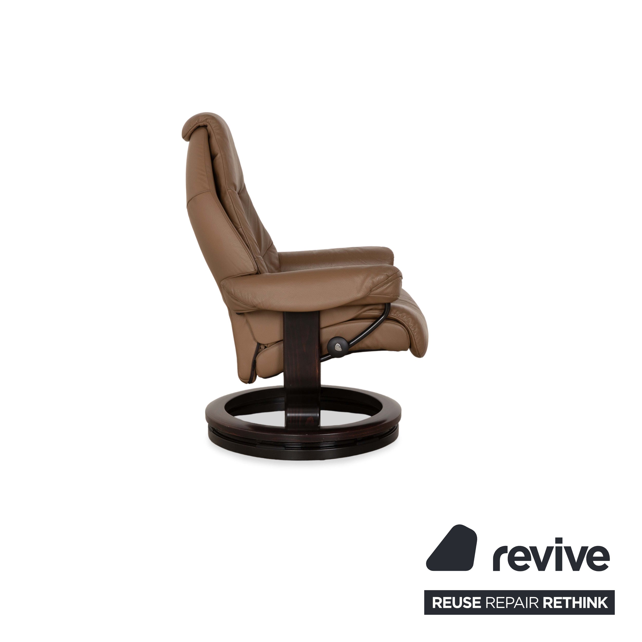 Fauteuil en cuir Stressless Voyager marron beige avec tabouret fonction manuelle