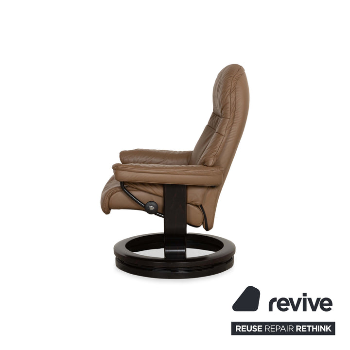 Fauteuil en cuir Stressless Voyager marron avec tabouret fonction manuelle