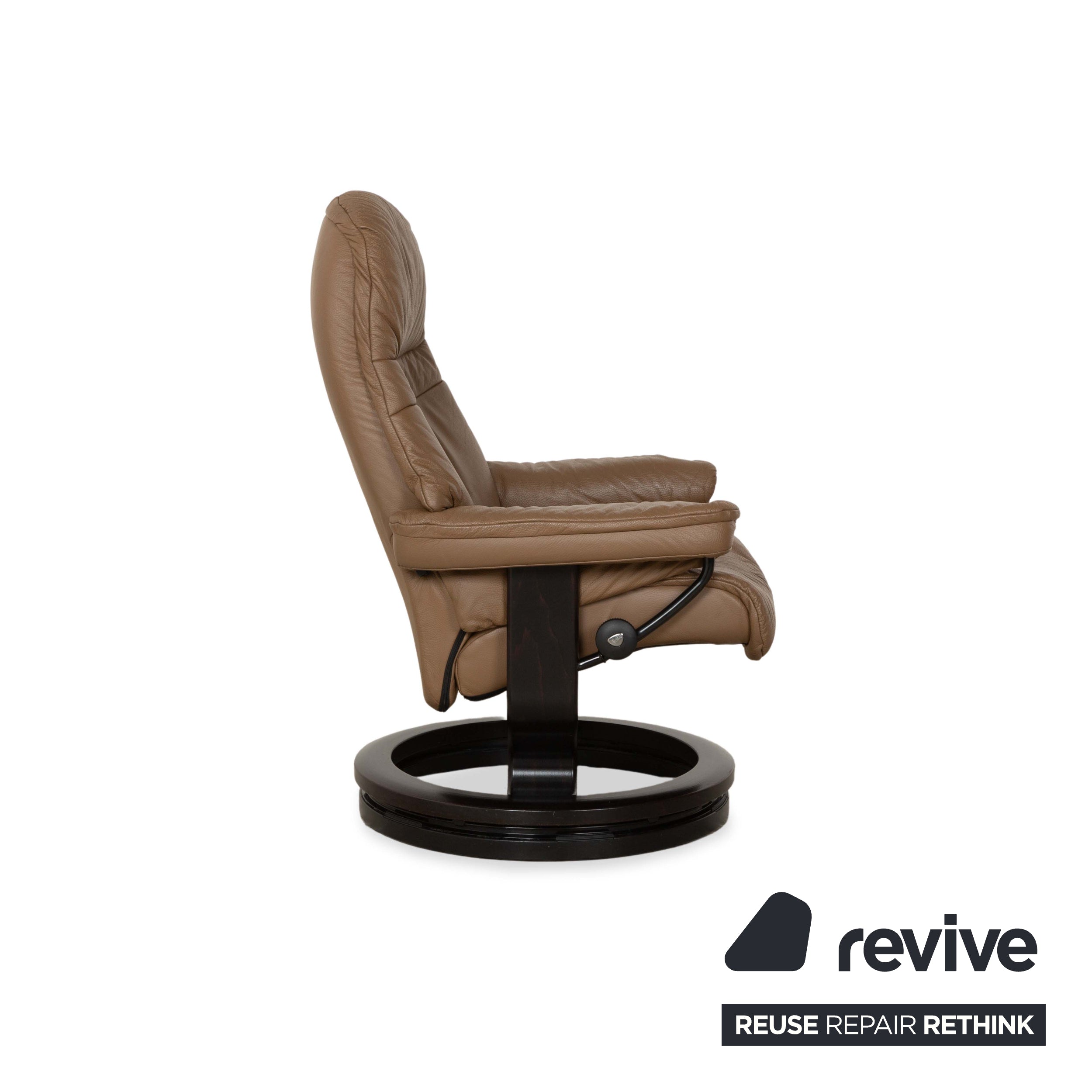 Fauteuil en cuir Stressless Voyager marron avec tabouret fonction manuelle