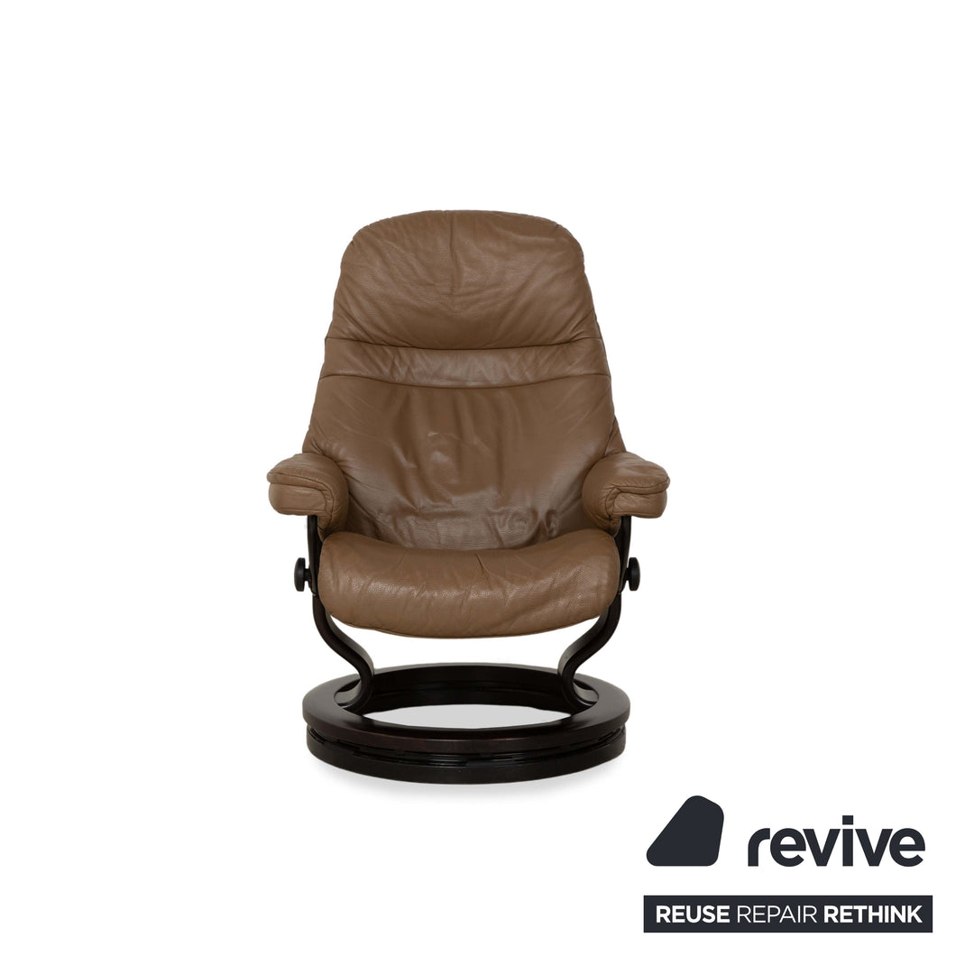 Fauteuil en cuir Stressless Voyager marron avec tabouret fonction manuelle