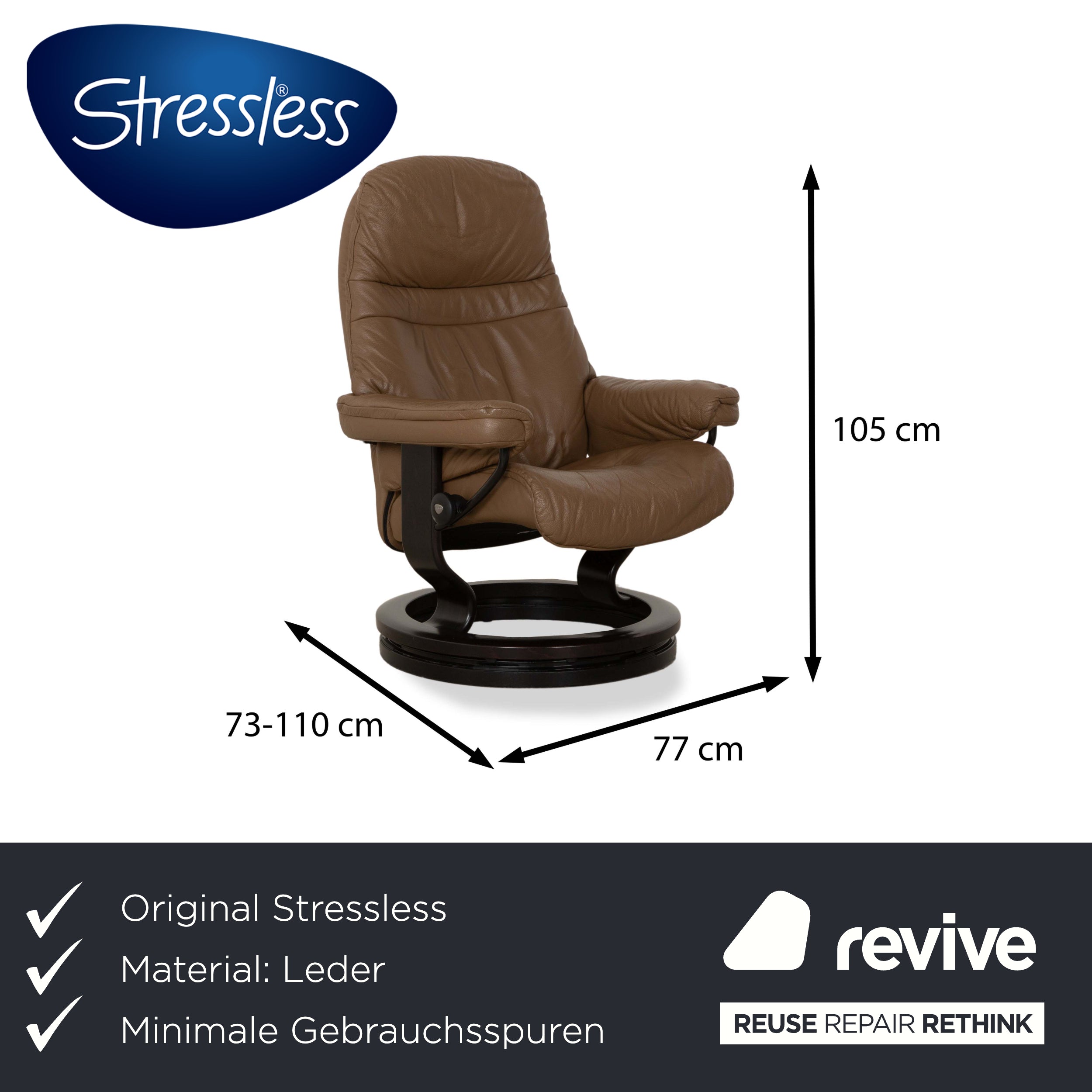 Fauteuil en cuir Stressless Voyager marron avec tabouret fonction manuelle