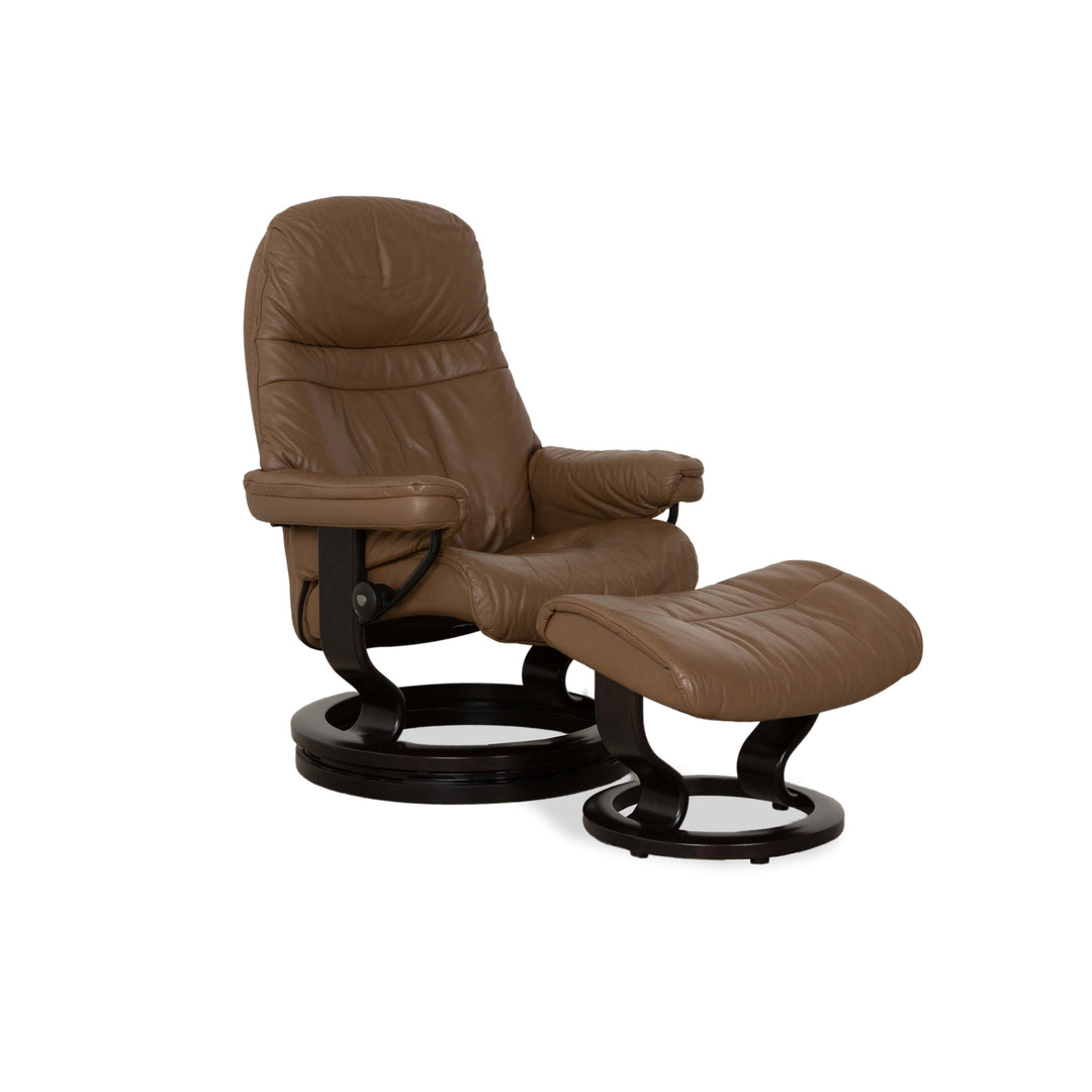 Fauteuil en cuir Stressless Voyager marron avec tabouret fonction manuelle