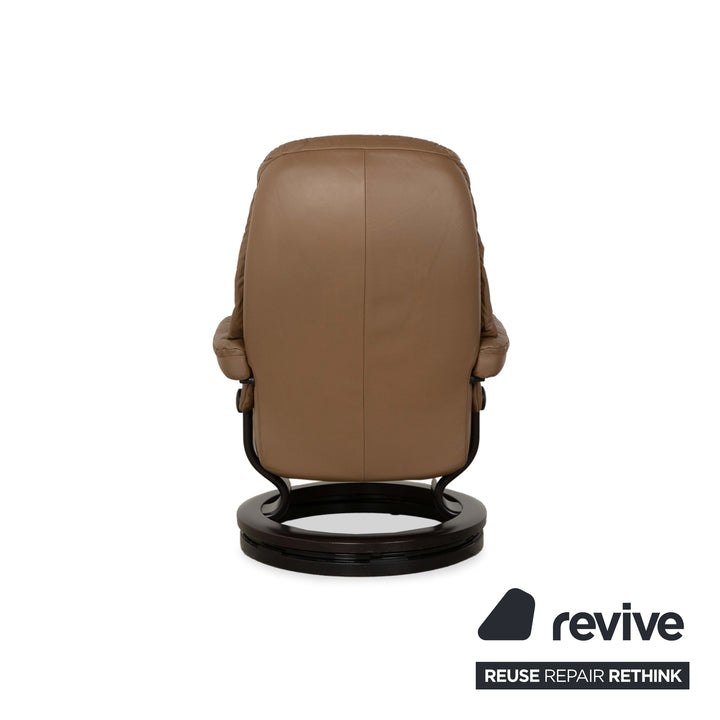 Fauteuil en cuir Stressless Voyager marron avec tabouret fonction manuelle