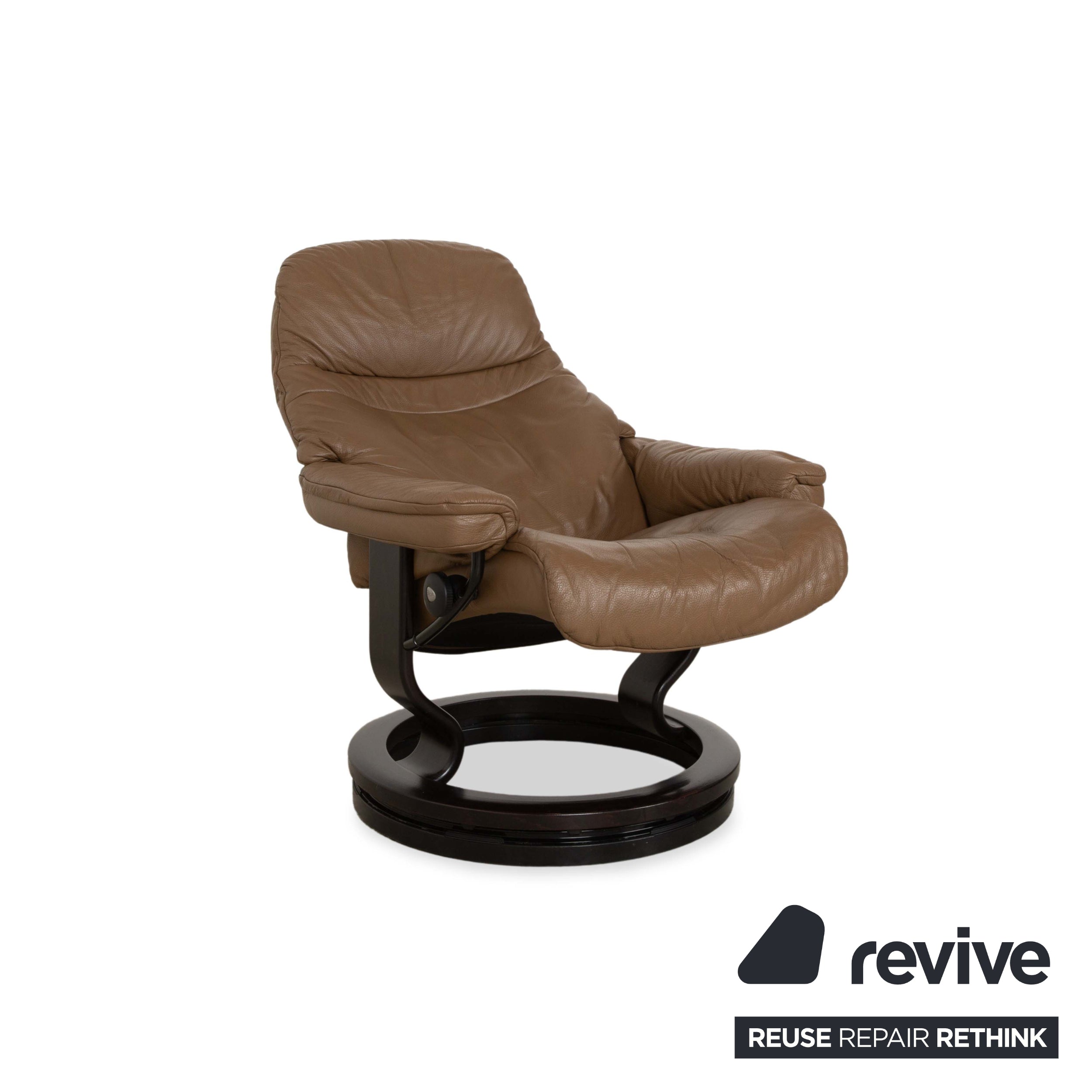 Fauteuil en cuir Stressless Voyager marron avec tabouret fonction manuelle