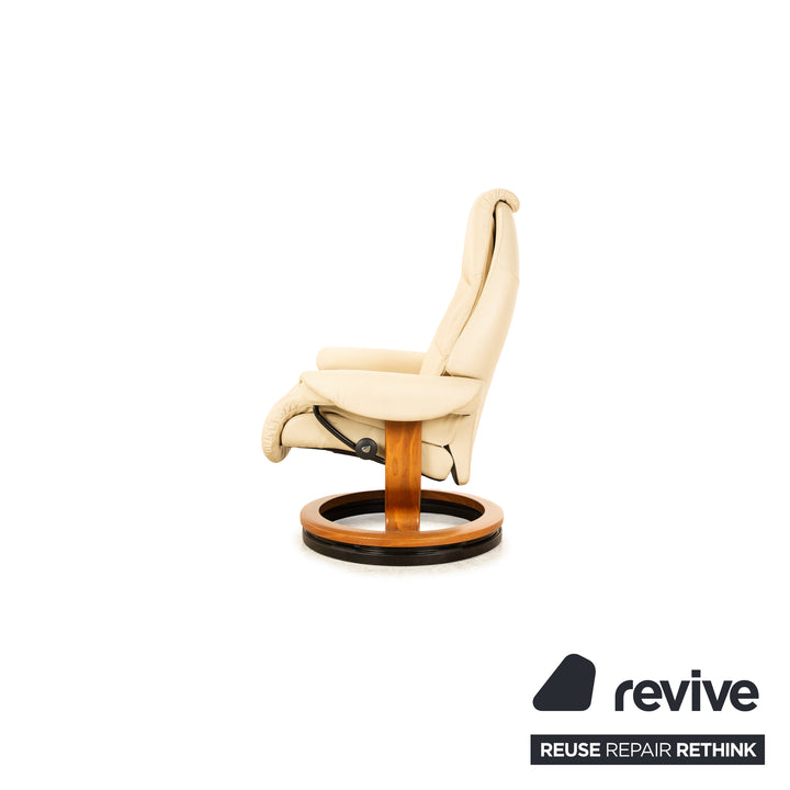 Stressless Voyager Leder Sessel Creme manuelle Funktion inkl. Hocker