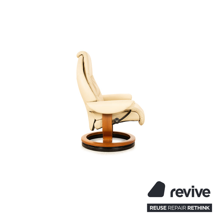 Stressless Voyager Leder Sessel Creme manuelle Funktion inkl. Hocker
