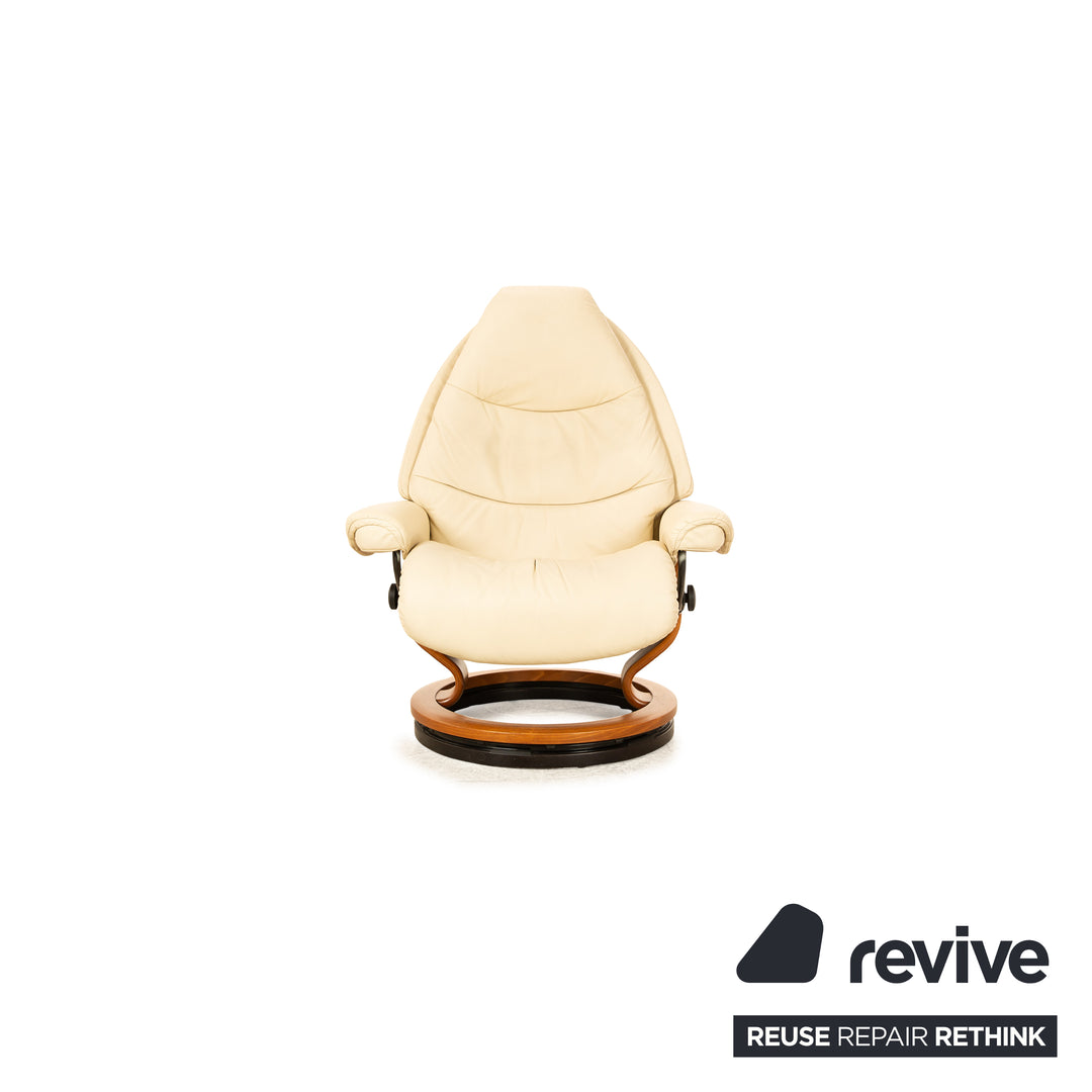 Stressless Voyager Leder Sessel Creme manuelle Funktion inkl. Hocker