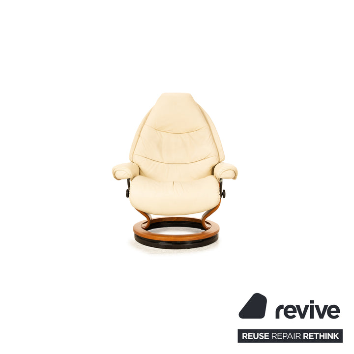 Stressless Voyager Leder Sessel Creme manuelle Funktion inkl. Hocker