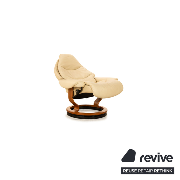 Stressless Voyager Leder Sessel Creme manuelle Funktion inkl. Hocker