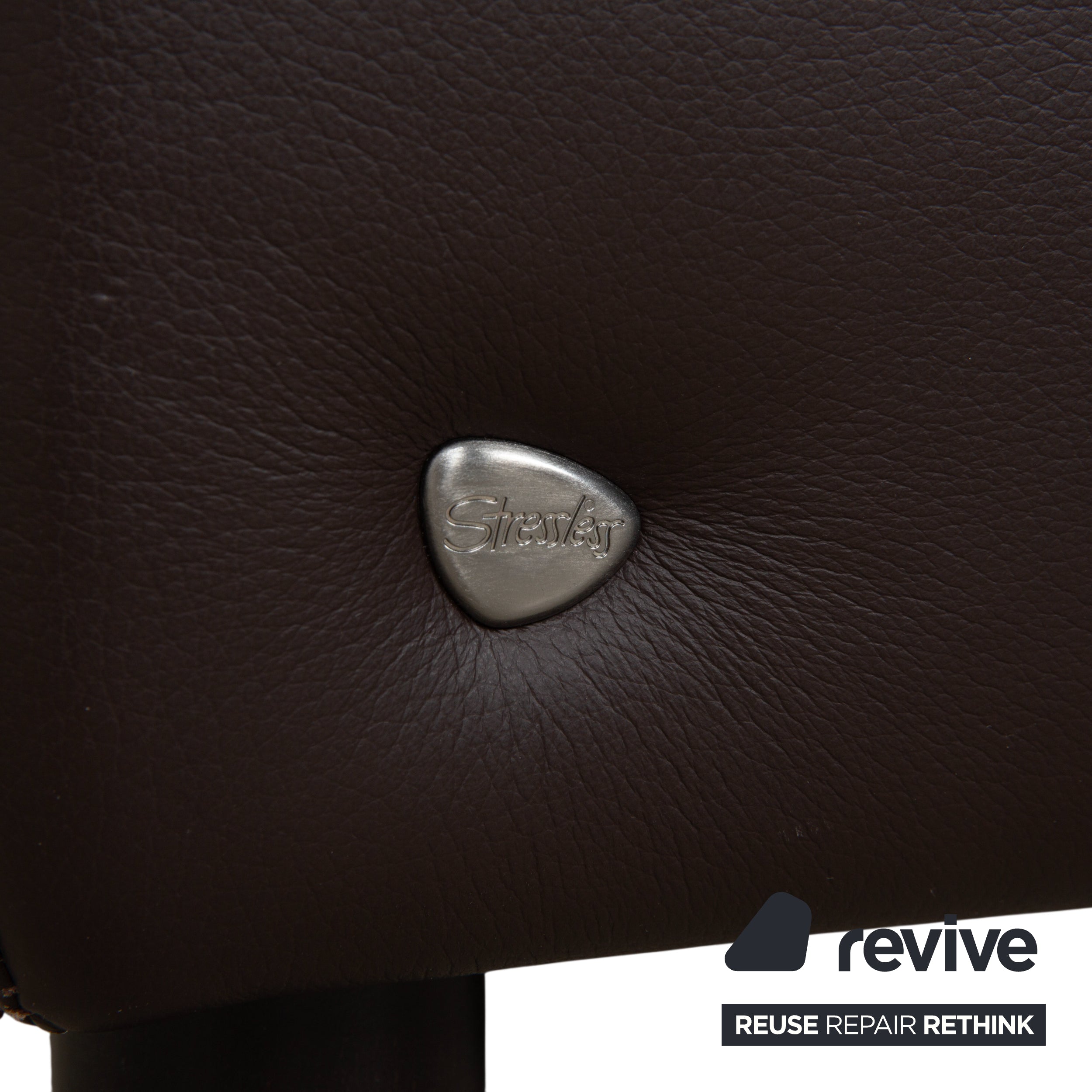 Stressless Wave Leather Three-Seater Brown Espresso Manual Function Sofa Couch