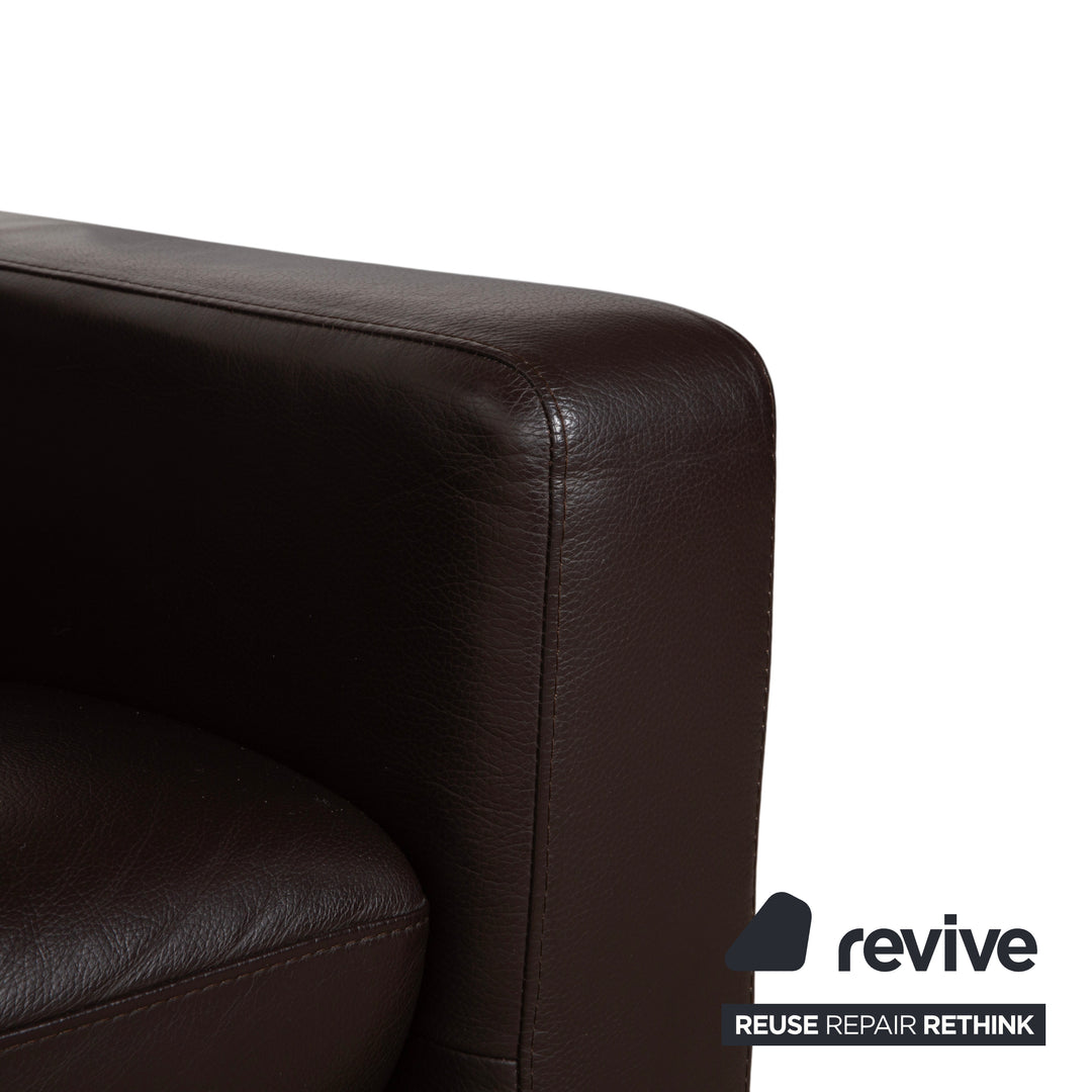 Stressless Wave Leather Three-Seater Brown Espresso Manual Function Sofa Couch