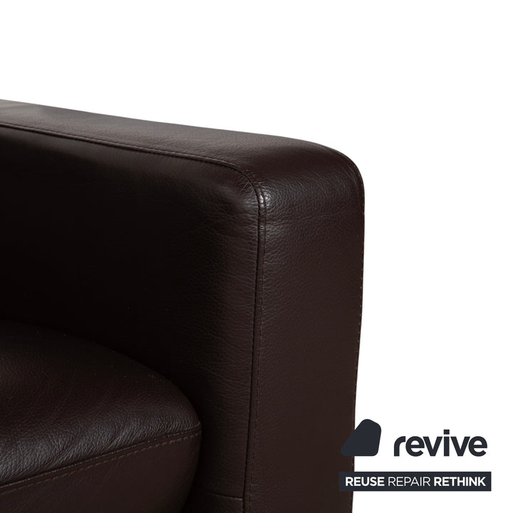 Stressless Wave Leather Three-Seater Brown Espresso Manual Function Sofa Couch