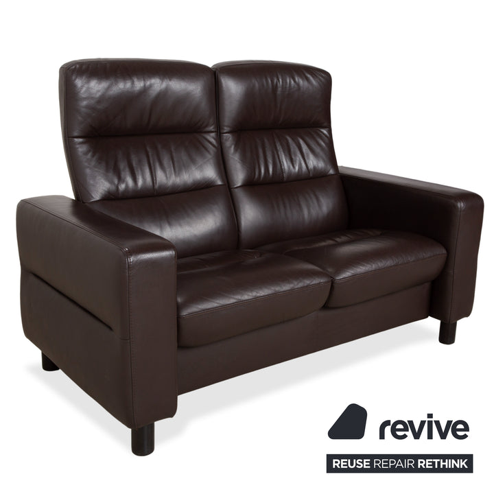 Canapé trois places Stressless Wave en cuir marron expresso, à réglage manuel