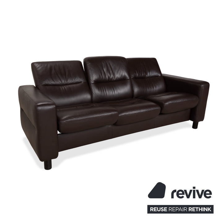 Stressless Wave Leder Dreisitzer Braun Espresso manuelle Funktion Sofa Couch