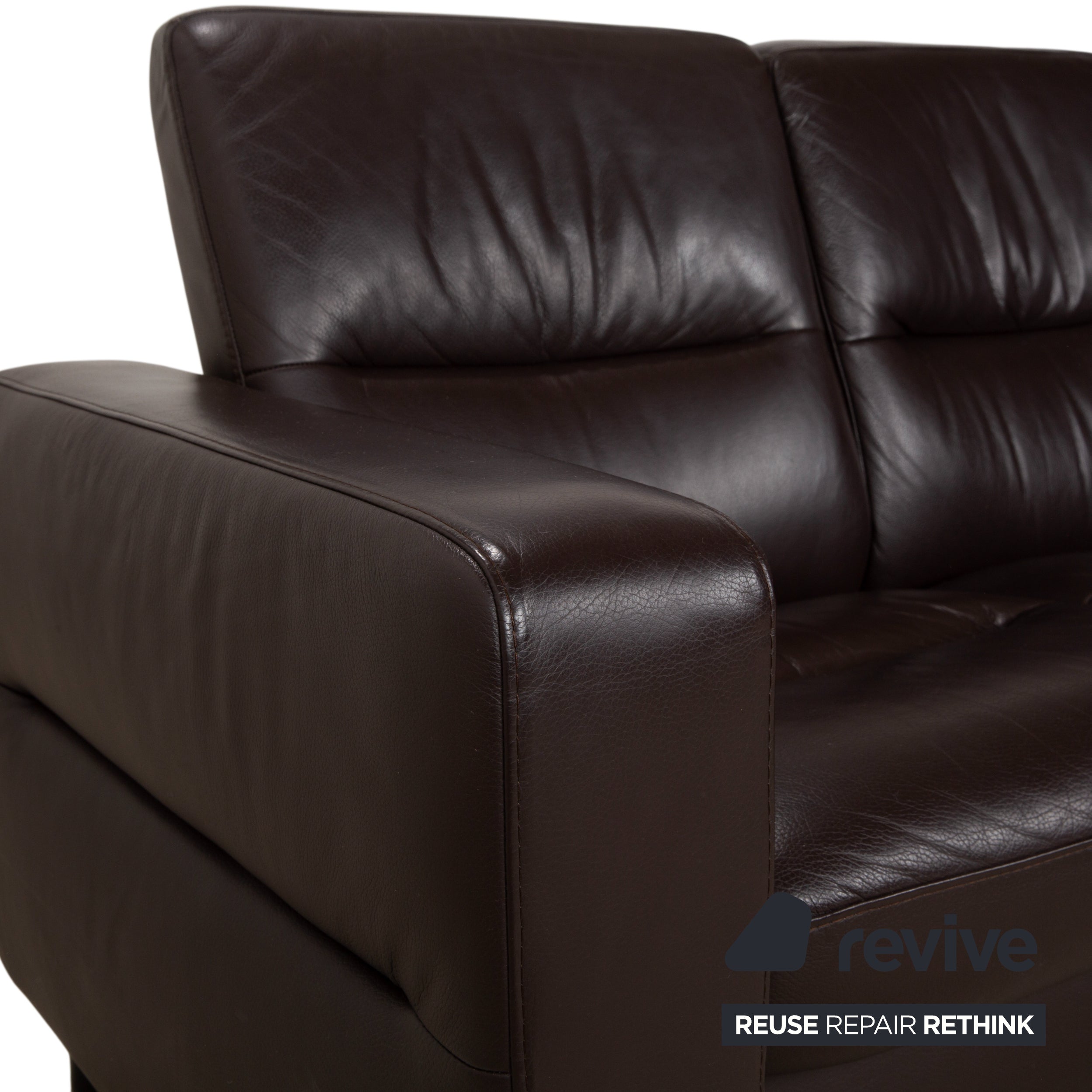 Stressless Wave Leather Three-Seater Brown Espresso Manual Function Sofa Couch