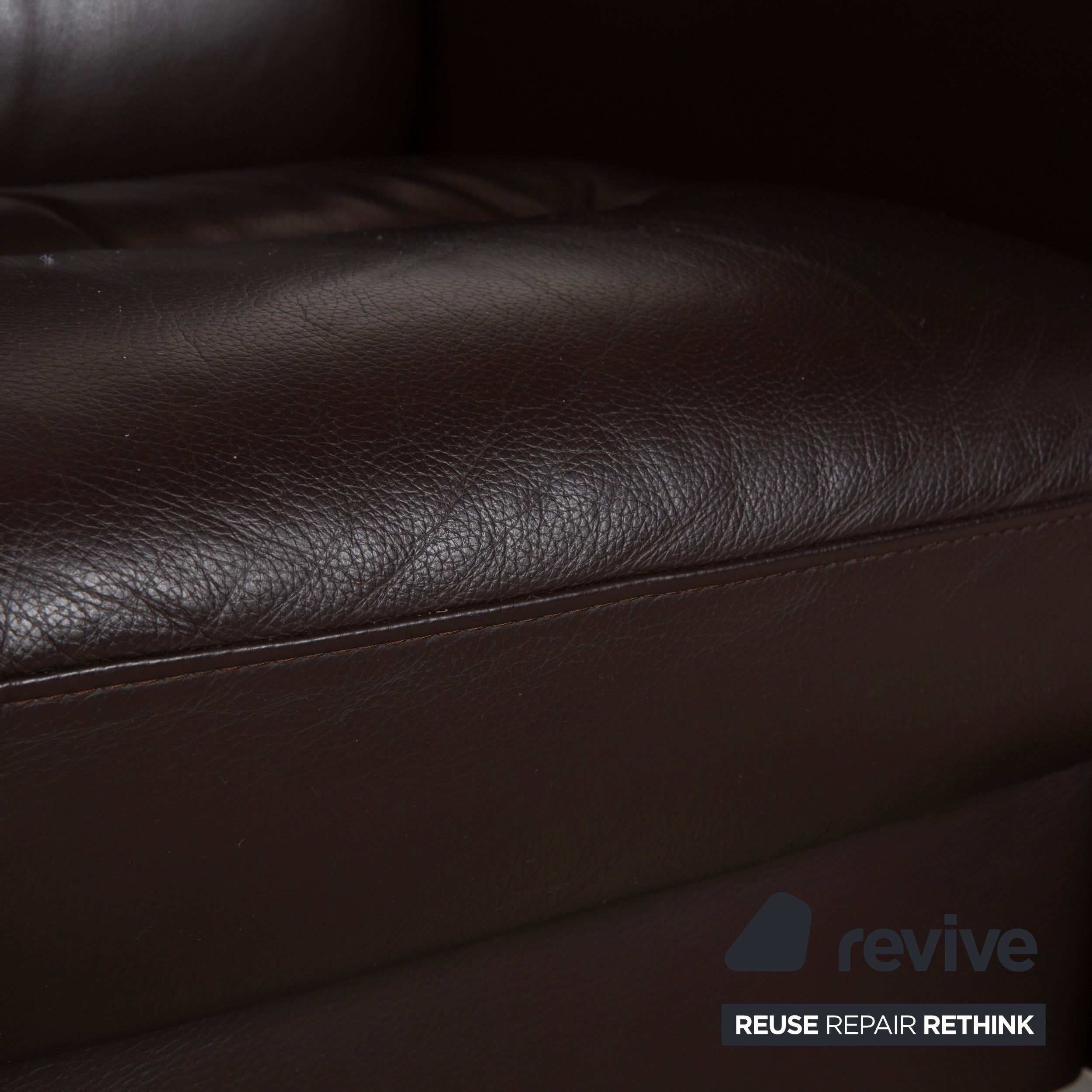 Stressless Wave Leather Three-Seater Brown Espresso Manual Function Sofa Couch